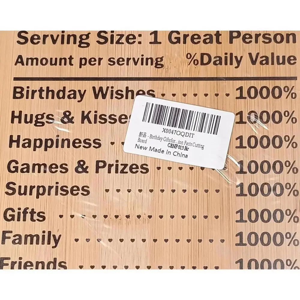Bamboo Birthday Nutrition Facts Cutting Board‎
